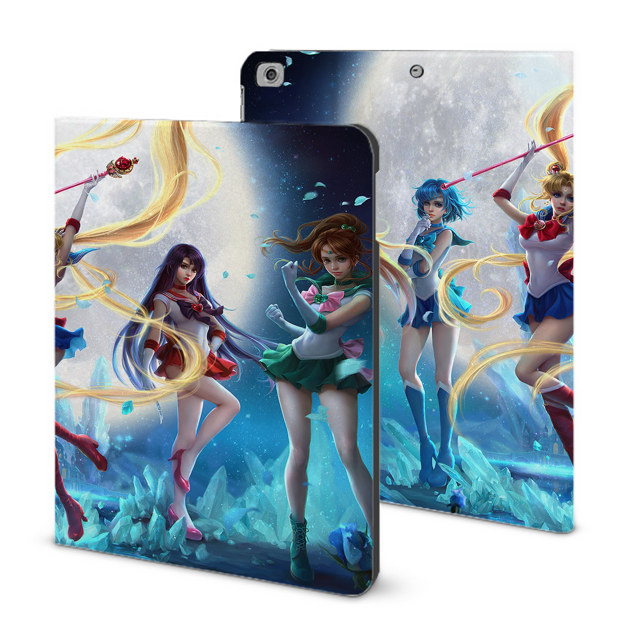（画像用） 美少女戦士セーラームーン Sailor Moon IPad ケース ブック型 PUレザー TPU 耐衝撃 軽量 薄型 ペン収納なし 全面保護 IPad 各モデル対応
